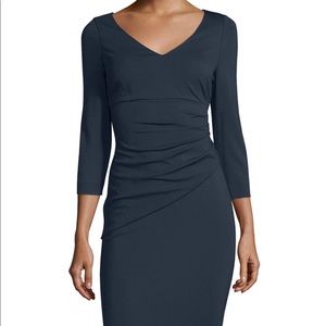 DVF Bevin 3/4 Ruched Dress (Navy Blue)